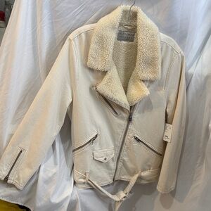 All Saints Off-White Shearling Jacket